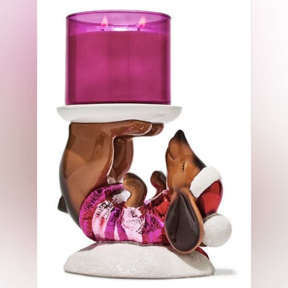 Bath & Body Works Holiday Dachshund Pedestal 3-Wick Candle Holder